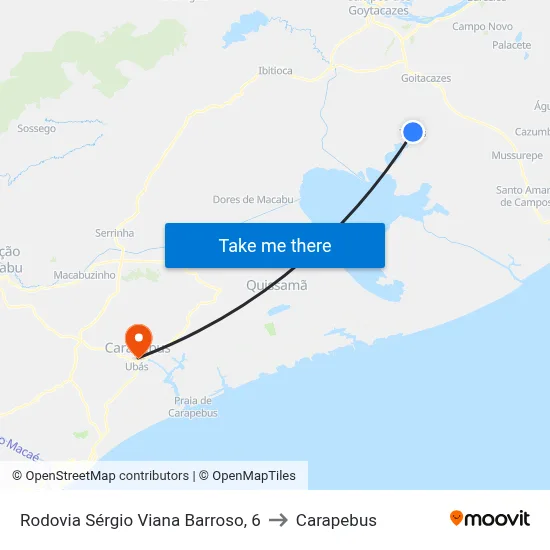 Rodovia Sérgio Viana Barroso, 6 to Carapebus map