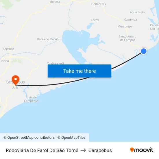 Rodoviária De Farol De São Tomé to Carapebus map