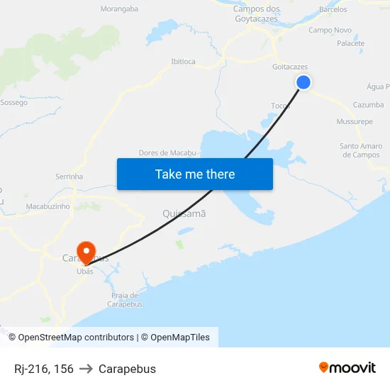 Rj-216, 156 to Carapebus map