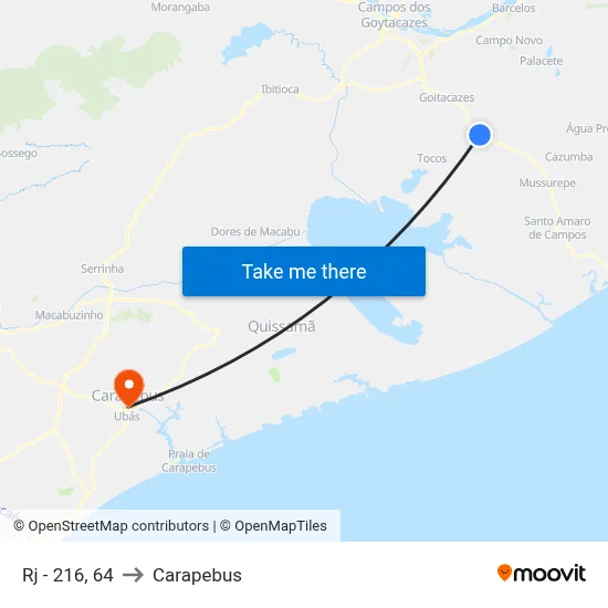 Rj - 216, 64 to Carapebus map