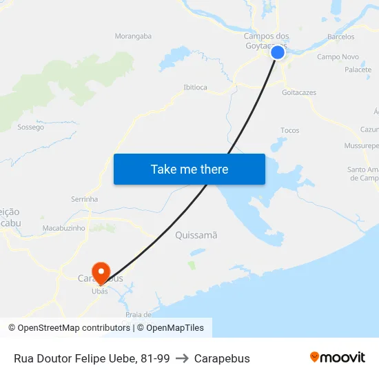 Rua Doutor Felipe Uebe, 81-99 to Carapebus map