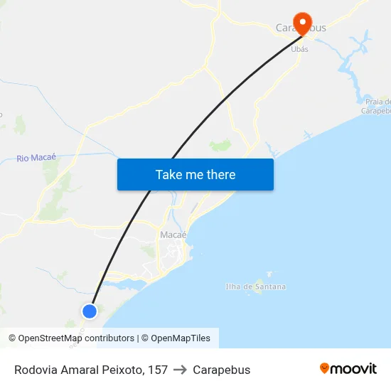 Rodovia Amaral Peixoto, 157 to Carapebus map