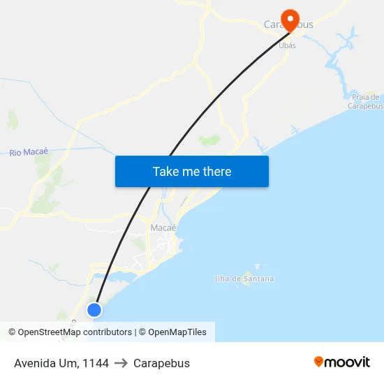 Avenida Um, 1144 to Carapebus map