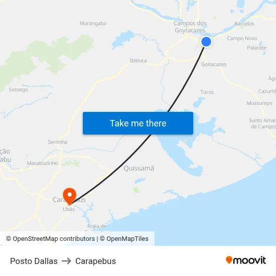Posto Dallas to Carapebus map