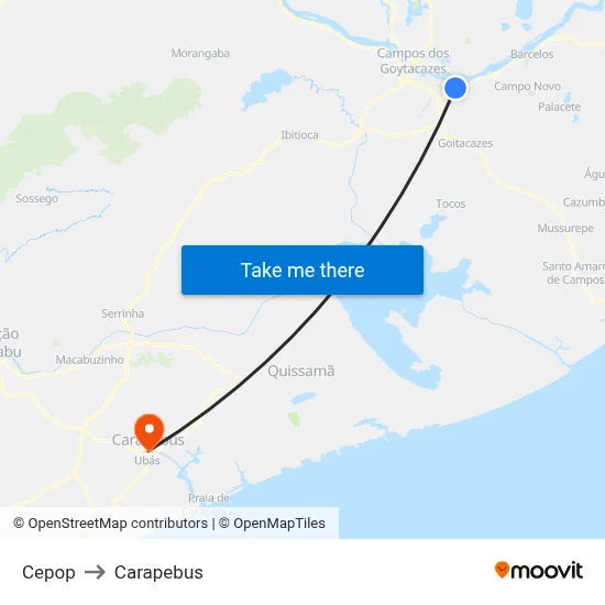 Cepop to Carapebus map