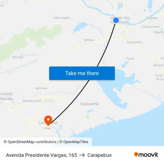 Avenida Presidente Vargas, 165 to Carapebus map