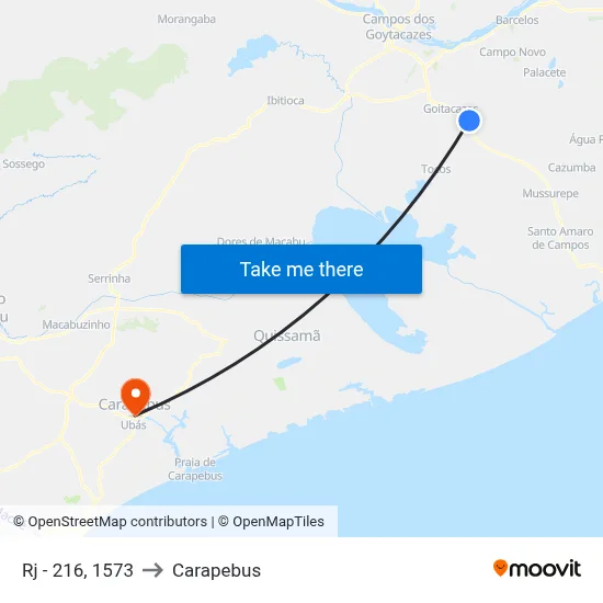 Rj - 216, 1573 to Carapebus map