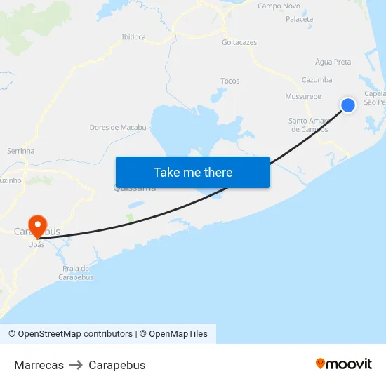 Marrecas to Carapebus map