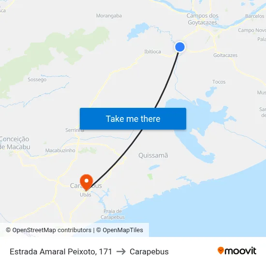 Estrada Amaral Peixoto, 171 to Carapebus map