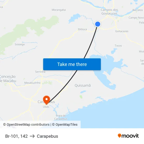 Br-101, 142 to Carapebus map