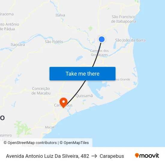 Avenida Antonio Luiz Da Silveira, 482 to Carapebus map