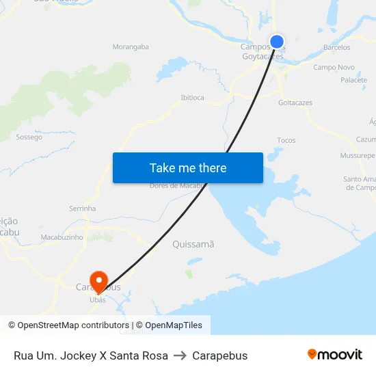 Rua Um. Jockey X Santa Rosa to Carapebus map