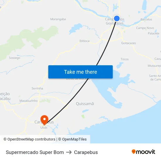 Supermercado Super Bom to Carapebus map