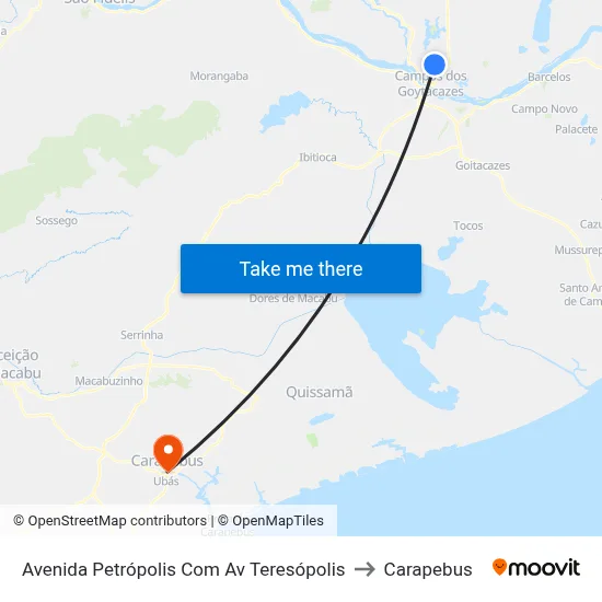 Avenida Petrópolis Com Av Teresópolis to Carapebus map