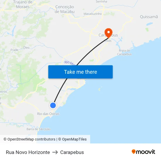 Rua Novo Horizonte to Carapebus map