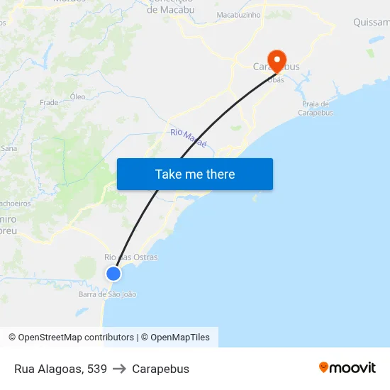 Rua Alagoas, 539 to Carapebus map