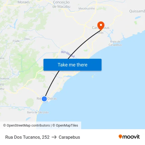 Rua Dos Tucanos, 252 to Carapebus map