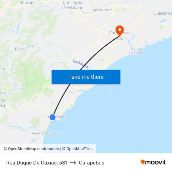 Rua Duque De Caxias, 531 to Carapebus map