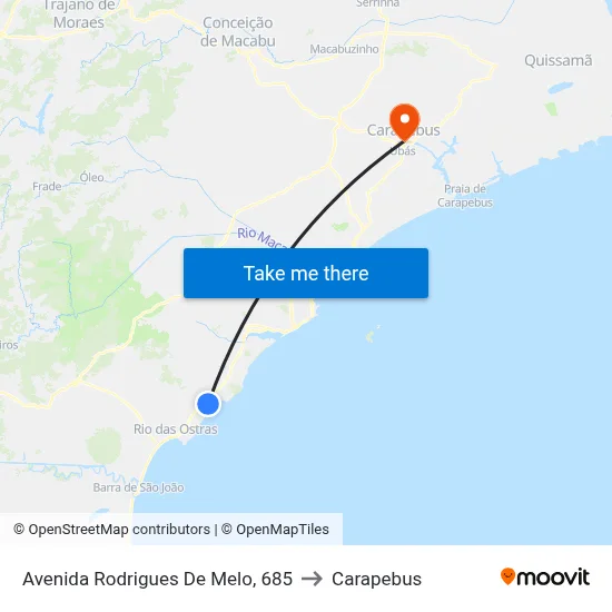 Avenida Rodrigues De Melo, 685 to Carapebus map