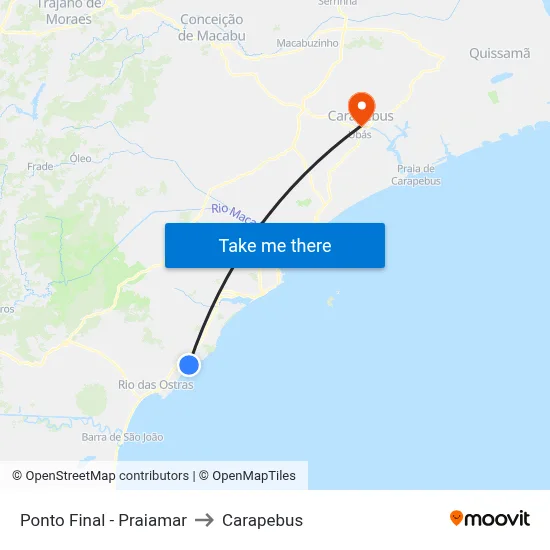 Ponto Final - Praiamar to Carapebus map
