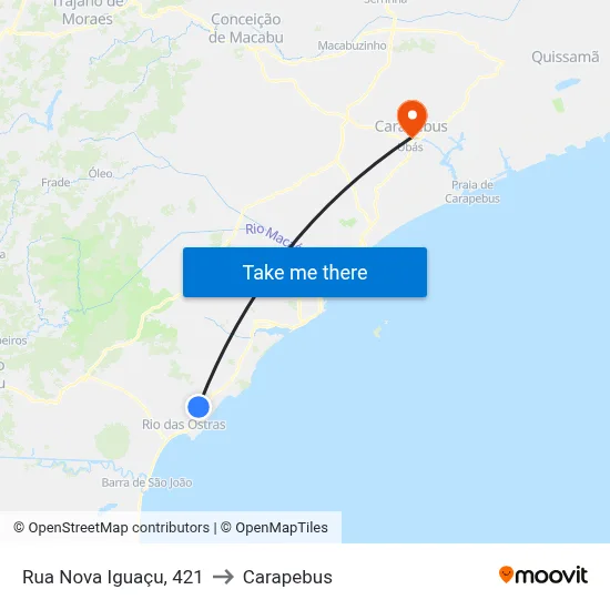 Rua Nova Iguaçu, 421 to Carapebus map