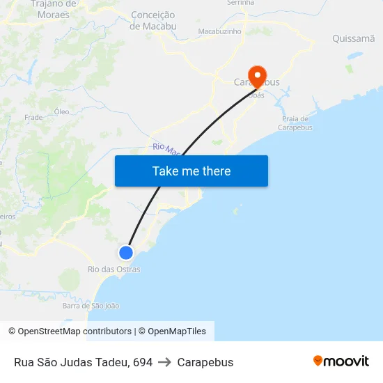 Rua São Judas Tadeu, 694 to Carapebus map