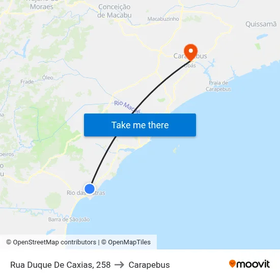 Rua Duque De Caxias, 258 to Carapebus map