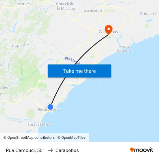Rua Cambuci, 501 to Carapebus map