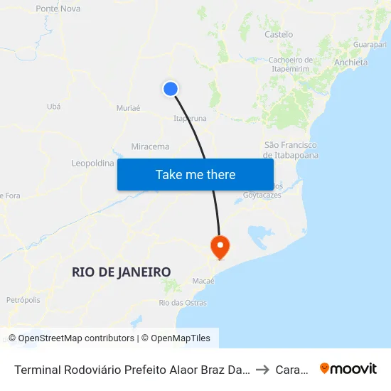 Terminal Rodoviário Prefeito Alaor Braz Da Fonseca (Porciúncula) to Carapebus map