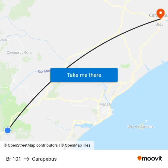 Br-101 to Carapebus map