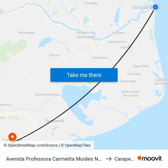 Avenida Professora Carmelita Morães Nassif, 1329 to Carapebus map