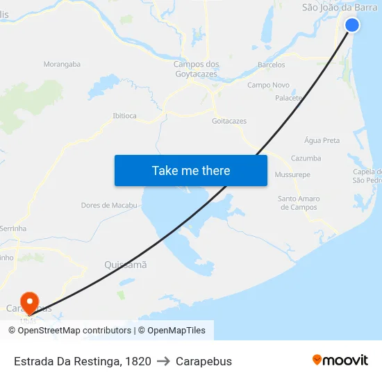 Estrada Da Restinga, 1820 to Carapebus map