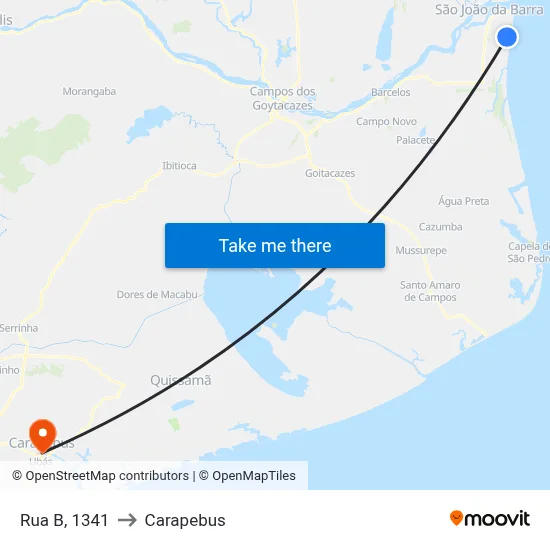 Rua B, 1341 to Carapebus map