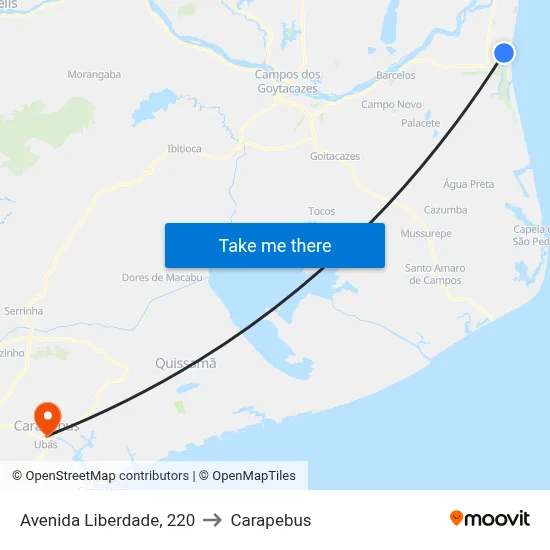 Avenida Liberdade, 220 to Carapebus map