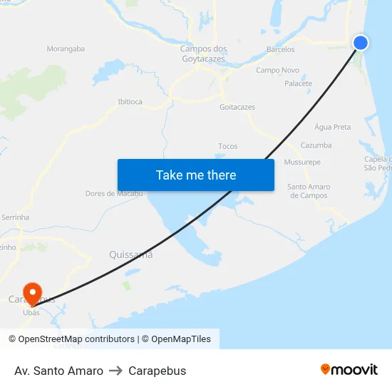 Av. Santo Amaro to Carapebus map