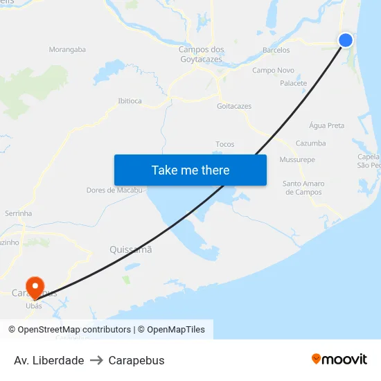 Av. Liberdade to Carapebus map