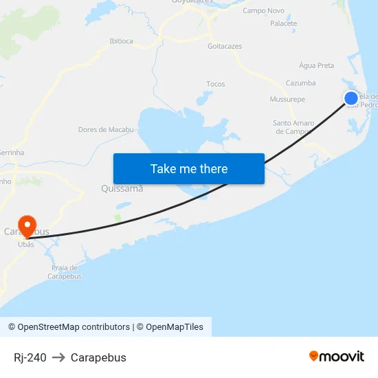 Rj-240 to Carapebus map