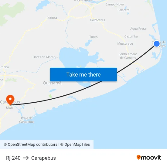Rj-240 to Carapebus map