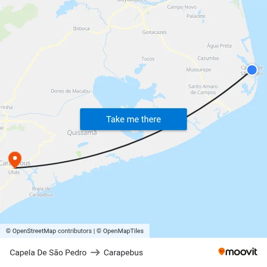 Capela De São Pedro to Carapebus map