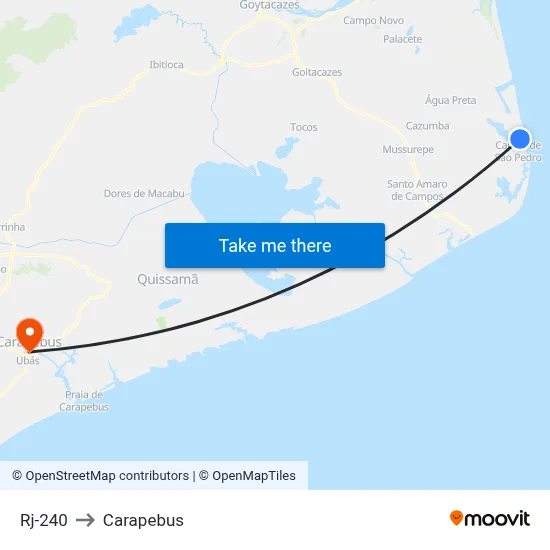Rj-240 to Carapebus map