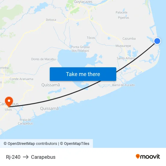 Rj-240 to Carapebus map