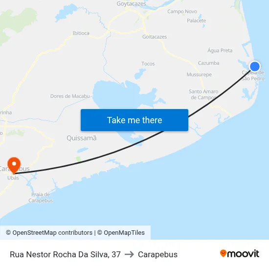 Rua Nestor Rocha Da Silva, 37 to Carapebus map