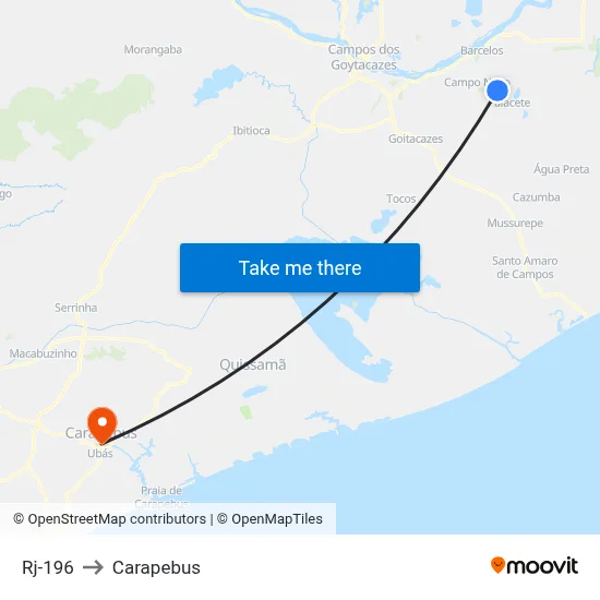 Rj-196 to Carapebus map