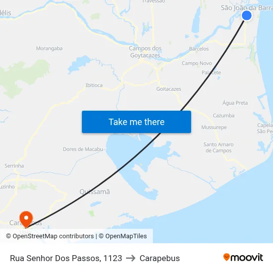 Rua Senhor Dos Passos, 1123 to Carapebus map