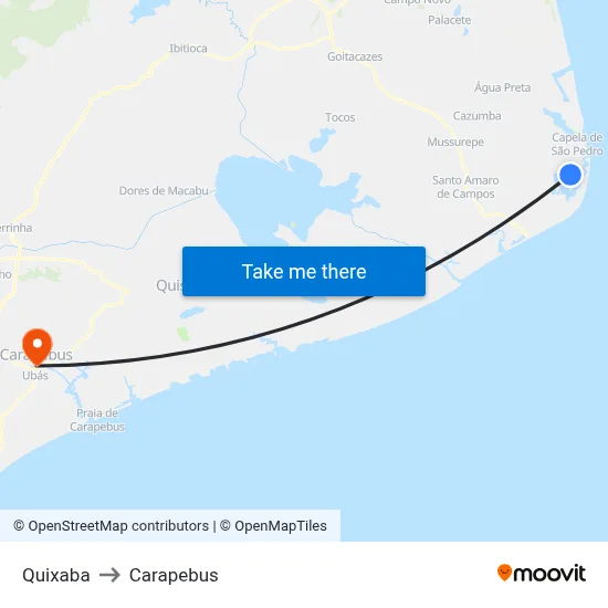 Quixaba to Carapebus map