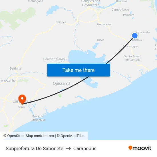 Subprefeitura De Sabonete to Carapebus map