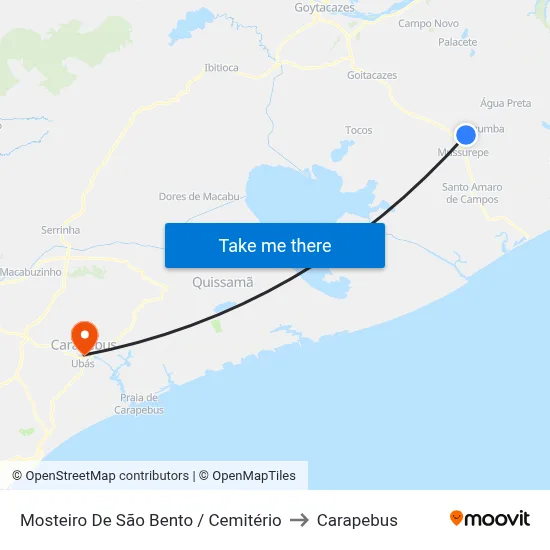Mosteiro De São Bento / Cemitério to Carapebus map