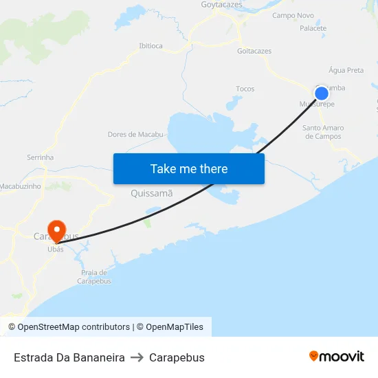 Estrada Da Bananeira to Carapebus map