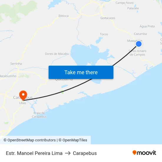 Estr. Manoel Pereira Lima to Carapebus map
