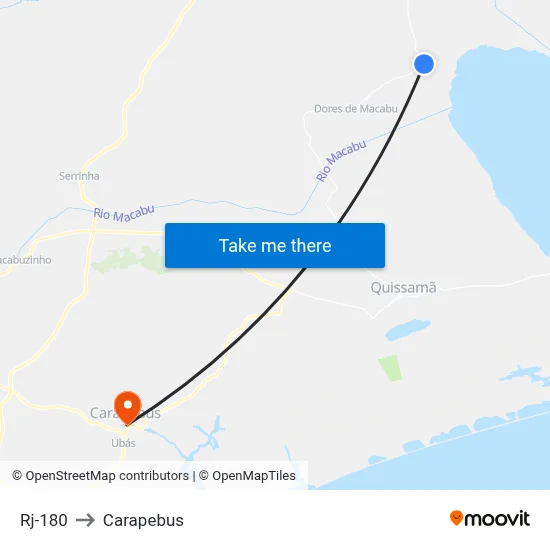 Rj-180 to Carapebus map